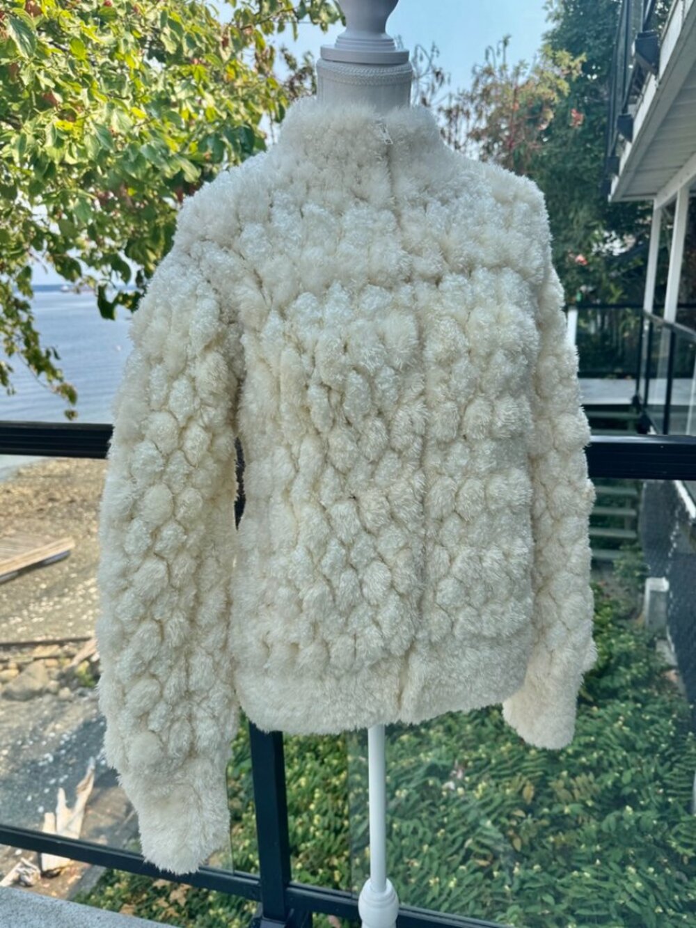 Vintage Norma 80s Rare Plush Chenile Woven Off White Jacket Size S